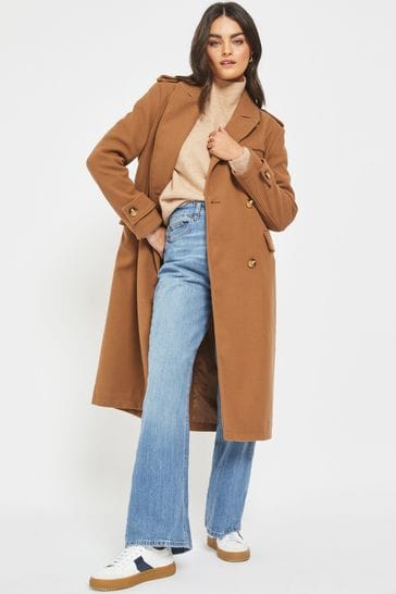 NOISY MAY Brown Double Breasted Tailored Trench Coat