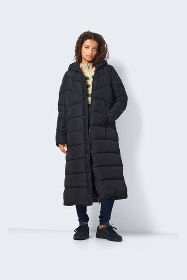 Buy NOISY MAY Black Maxi Length Padded Quilted Hooded Coat from Next Bahrain