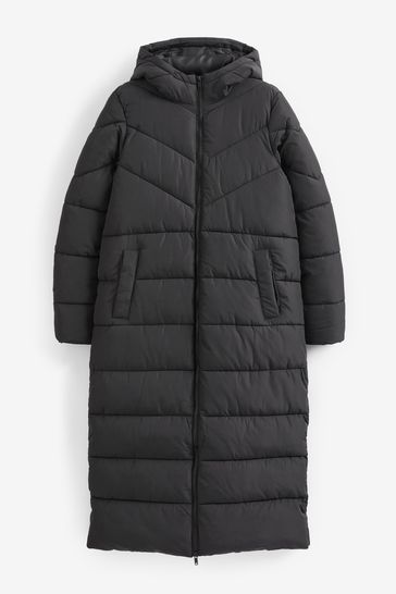 Buy NOISY MAY Black Maxi Length Padded Quilted Hooded Coat from Next Bahrain