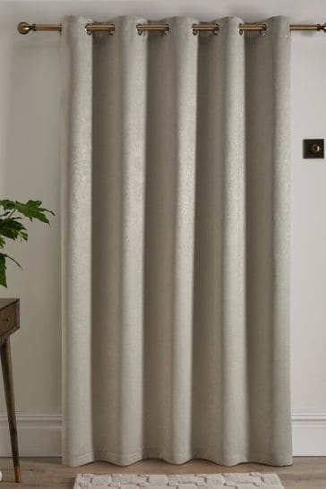 Fusion Natural Strata Dim out woven Eyelet Single Panel Curtain