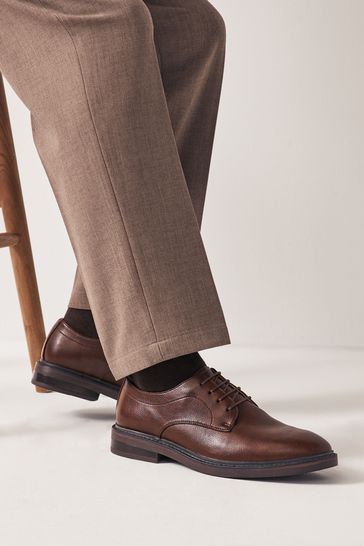 Brown Chunky Sole Derby Shoes