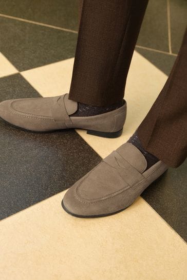 Taupe Brown Saddle Loafers