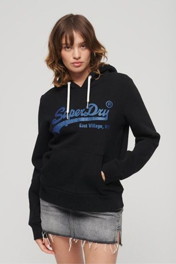 Superdry Black Embellished Vintage Logo Hoodie