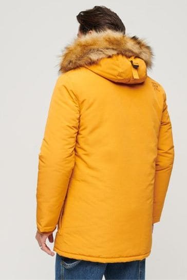 Yellow coat with fur hood online