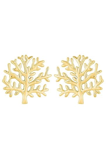 Simply Silver Gold Plated Sterling Silver 925 Tree of Love Stud Earrings