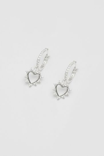 Simply Silver Sterling Silver Tone 925 Cubic Zirconia Open Heart Earrings