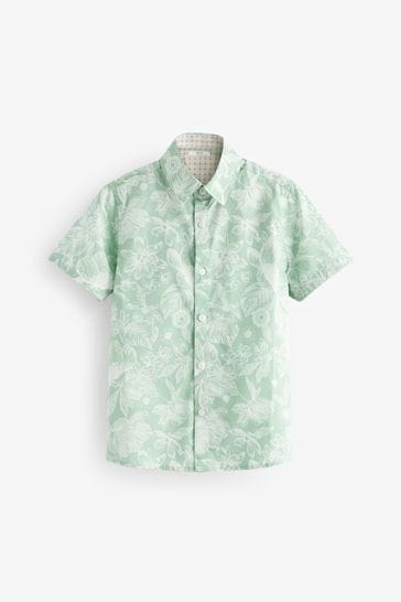 Green Short Sleeves Printed Shirt (3-16yrs)