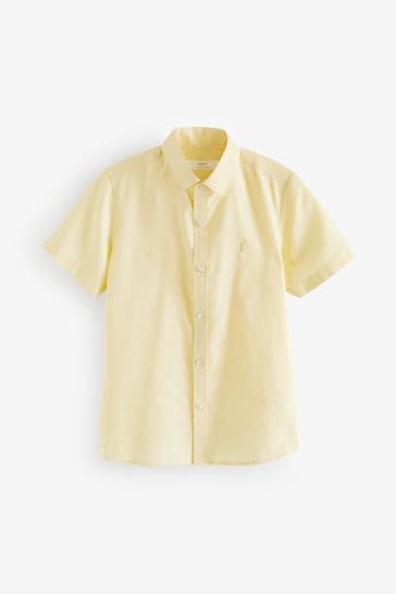 Yellow Short Sleeve Cotton Rich Oxford Shirt (3-16yrs)