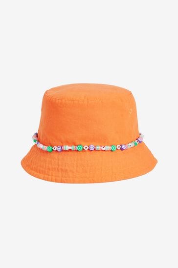 Orange Beaded Bucket Hat (3-16yrs)