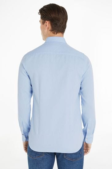 Buy Hilfiger Blue Brushed Dobby Slim Fit Shirt from USA