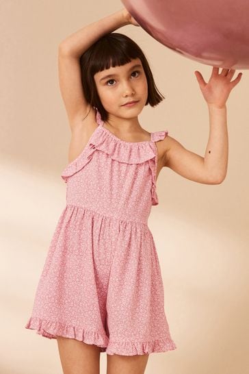 Pink Ditsy Frill Playsuit (3-16yrs)