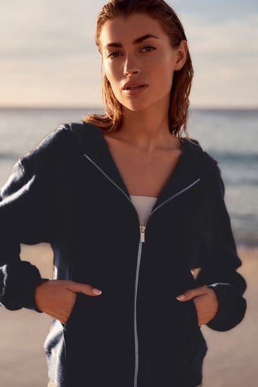 Buy Navy Lightweight Summer Zip Through Hoodie from Next Bahrain