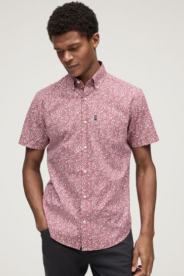 Burgundy short sleeve dress shirt deals