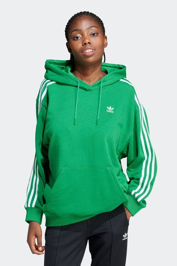 adidas Originals Green Adicolor 3-Stripes Oversized Hoodie