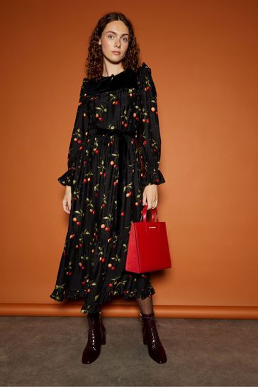Buy LK Bennett Dita Cherry Print Black And Red Dress from Next