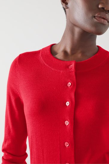 Red merino cheap wool cardigan