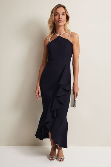 Phase Eight Blue Chantal Jewel Strap Maxi Dress