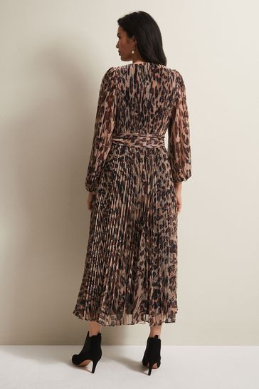 Leopard print cheap plisse dress