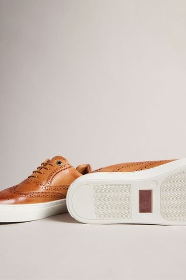 Ted Baker White Dentton Burnished Leather Brogue Hybrid Shoes