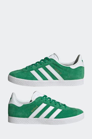 Mens adidas gazelle green suede retro trainers hotsell
