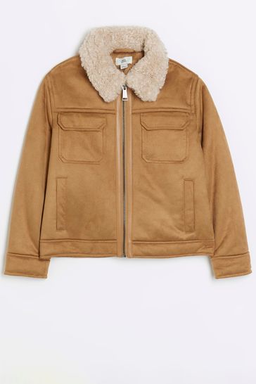 Boys borg store collar jacket