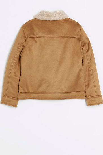Buy River Island Brown Borg Shearling Boys Coat from Next Italy