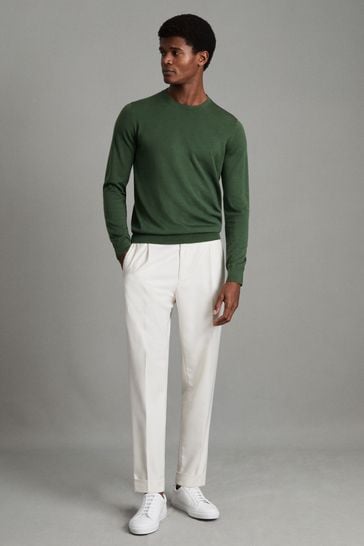 Buy Reiss Hunting Green Wessex Merino Wool Crew Neck Jumper from