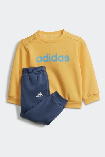 adidas Yellow/Blue Sportswear Essentials Lineage Joggers Set