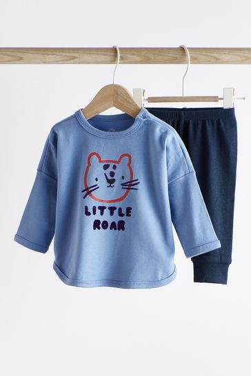 Cobalt Blue Lion Baby T-Shirt And Leggings 2 Piece Set