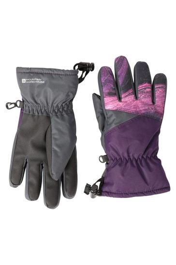 Mountain Warehouse Pink Extreme Kids Waterproof Printed Ski Gloves