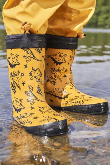 Mountain Warehouse Yellow Pattern Winter Toddler Waterproof Fleece Lined Wellies