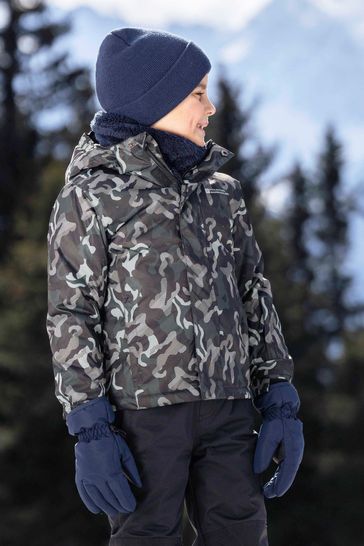 Buy Mountain Warehouse Black Fleece Lined Printed Ski Kids Jacket