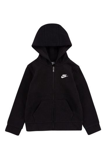 Nike Black Fleece Zip Little Kids Through Hoodie