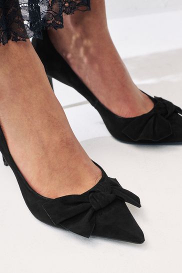 Buy Black Forever Comfort Leather Bow Mid Court Shoes from Next Bahrain