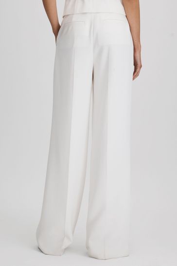 White crepe deals wide leg pants