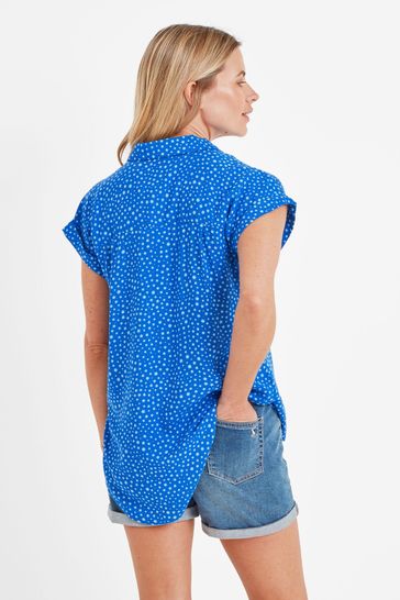 Blue short sleeve shirt womens outlet