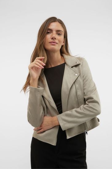 VERO MODA Grey Faux Suede Jacket