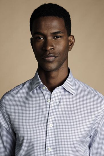 Buy Charles Tyrwhitt Light blue Stripe Egyptian Cotton Slim Fit