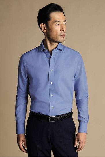 Charles Tyrwhitt Blue Non-iron Mayfair Weave Cutaway Slim Fit Shirt