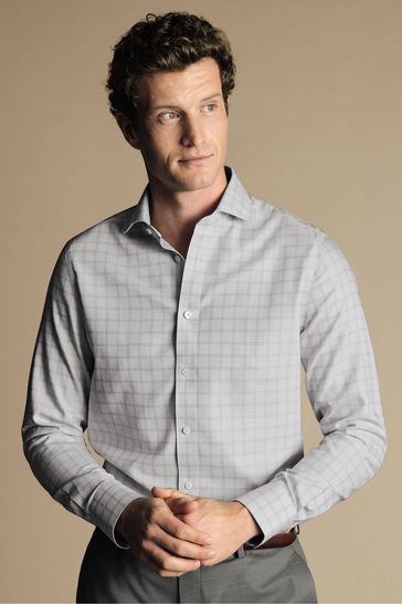 Charles Tyrwhitt Grey Non-iron Mayfair Weave Cutaway Slim Fit Shirt
