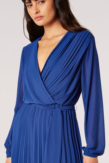 Blue wrap dress long sleeve top