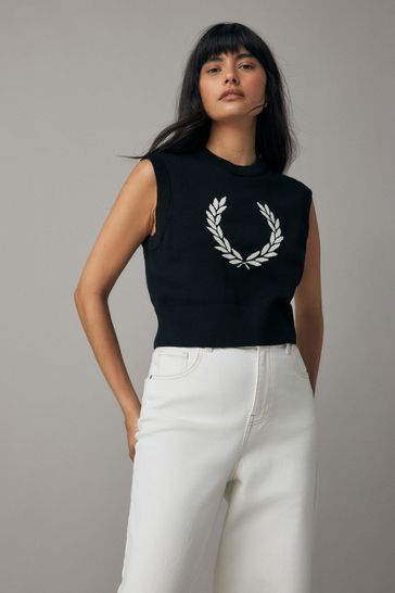 Buy Fred Perry Laurel Wreath Knitted Tank Black Jumper from Next Canada