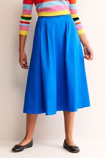 Boden Blue Petite Isabella Cotton Sateen Skirt