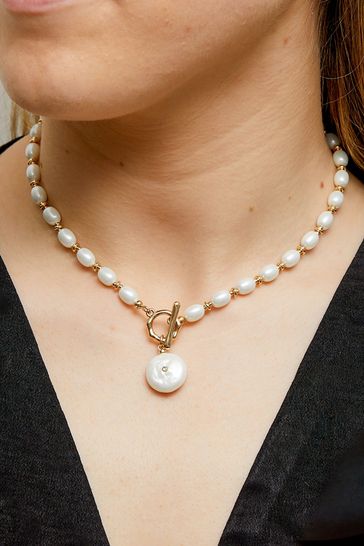 Buy Jon Richard Gold Coin Pearl Necklace from Next Ireland