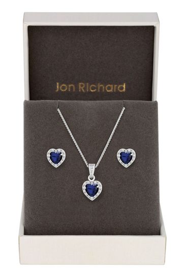 Jon Richard Silver Tone Cubic Zirconia Heart Set
