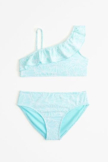 Abercrombie & Fitch Blue Floral Print Frill Sleeve Bikini