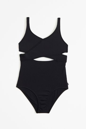 Abercrombie & Fitch Ribbed Cut Out Black Swimsuit