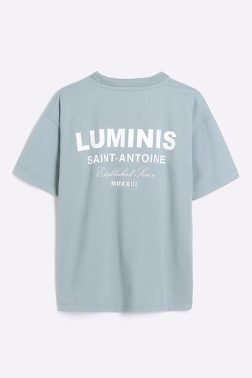 River Island Blue Boys Luminis Back Print T-Shirt
