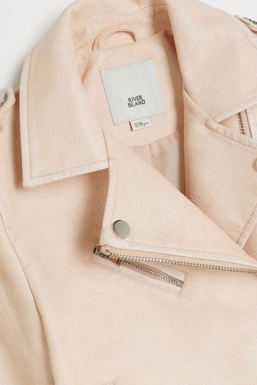 River island pink leather jacket online