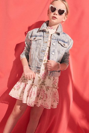 Buy River Island Girls Diamonte Placement 100 Cotton Denim Jacket from the Laura Ashley online shop